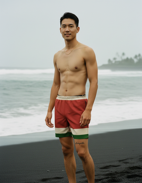 Coffee Bean Safari men's swim trunks