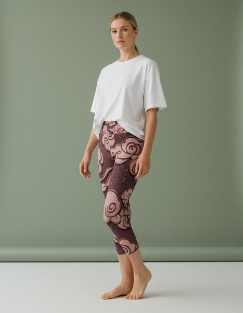 Tea Rose Zephyr Leggings Capri Yoga Leggings — Dripper