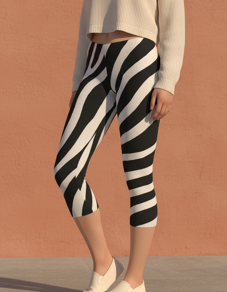 Women's Zebra Patterns Capri Leggings