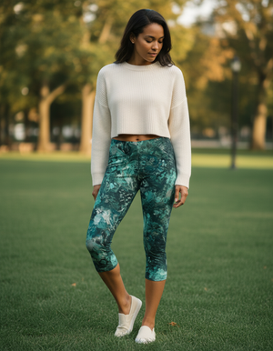 Transformative Teal Serenade capri leggings