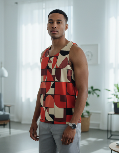 Fiery Red Tonal Tank Top Men's Tank Top — Dripper
