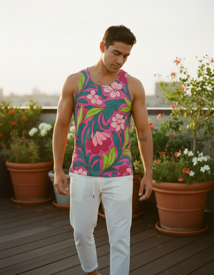 Men's Electric Fuchsia Amaryllis tank tops