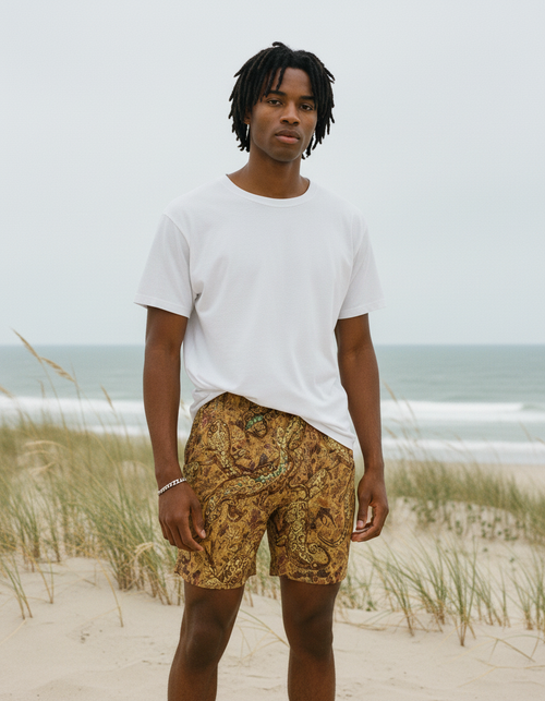 Amber Haze Sway Men's Swim Trunks Men's Swim Trunks — Dripper