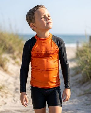 Boys Orange Mosaic boys rashguards