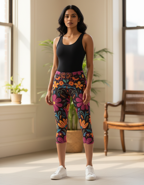 Latin American Folk Capri Leggings