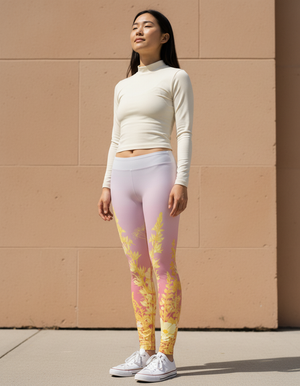 Lemon Yellow Bloom leggings