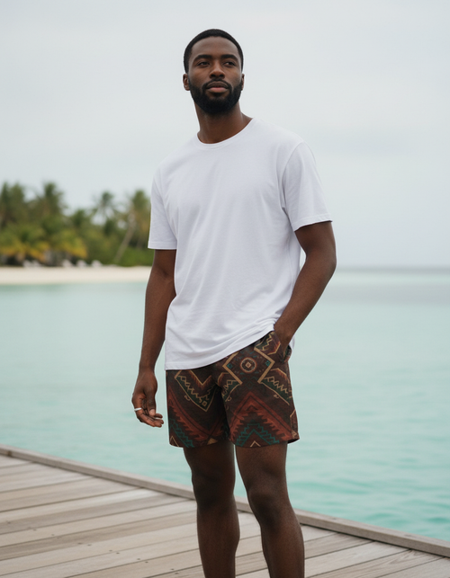 Burnt Sienna Woven Men's Swim Trunks Men's Swim Trunks — Dripper