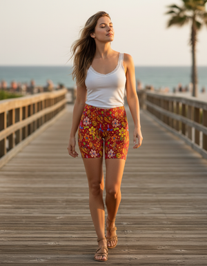 Fiery Red Garden Short Shorts Short Shorts — Dripper