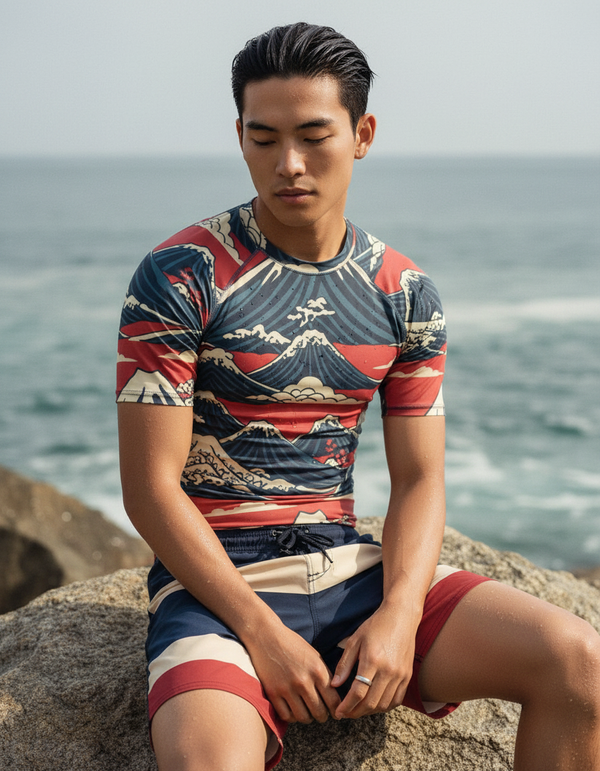 Men's Japanese Ukiyo-e Rash Guard