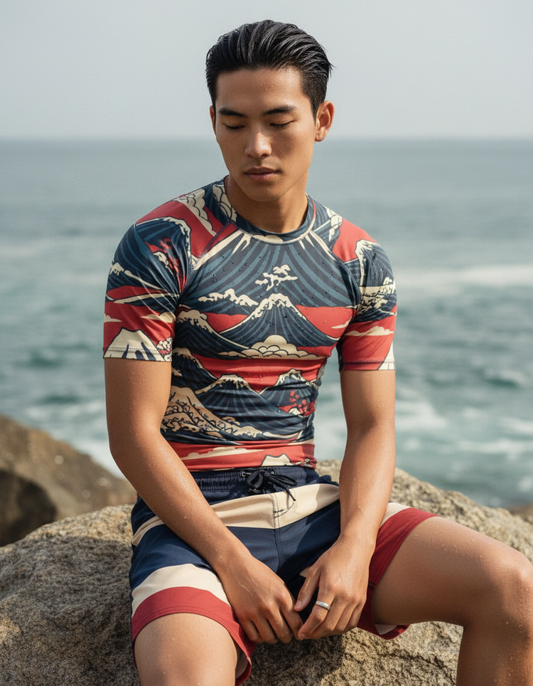 Men's Japanese Ukiyo-e Rash Guard