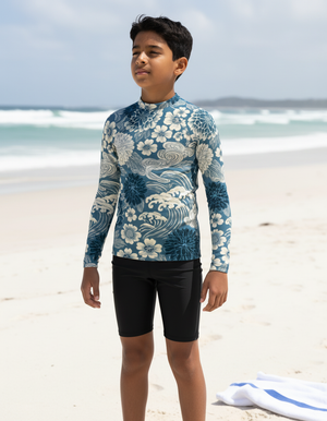 Blue Aura Edo Rash Guard Youth Rash Guard — Dripper