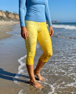 Yellow Surge swim & gym capri leggings