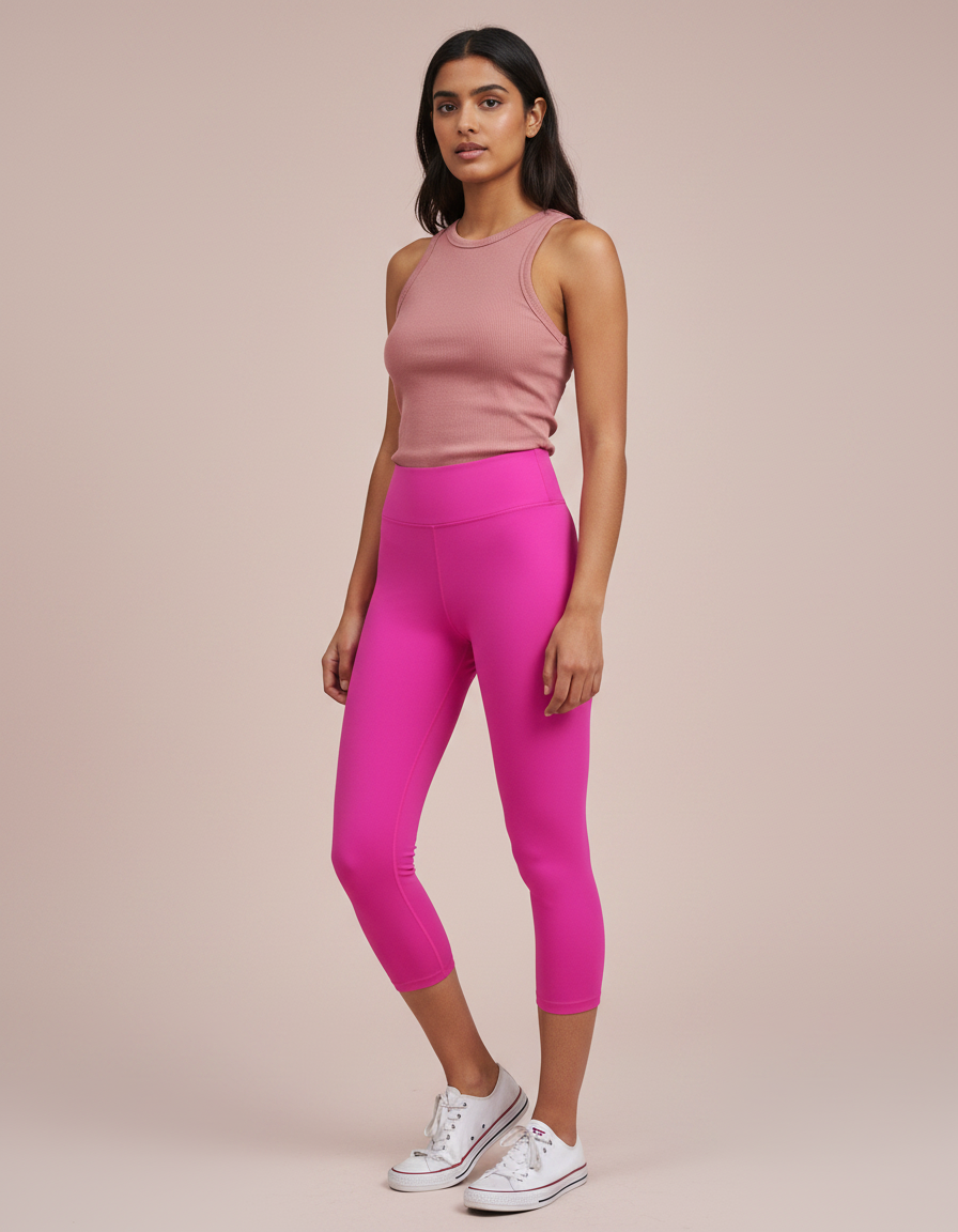 Capri-Yoga Leggings in Shocking Pink