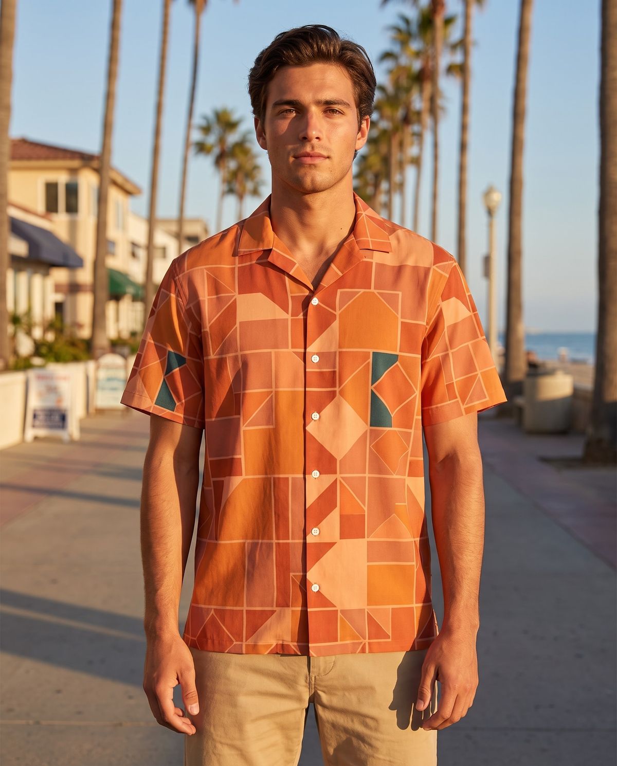 Burnt Sienna Kaleidoscope men's hawaiian shirts