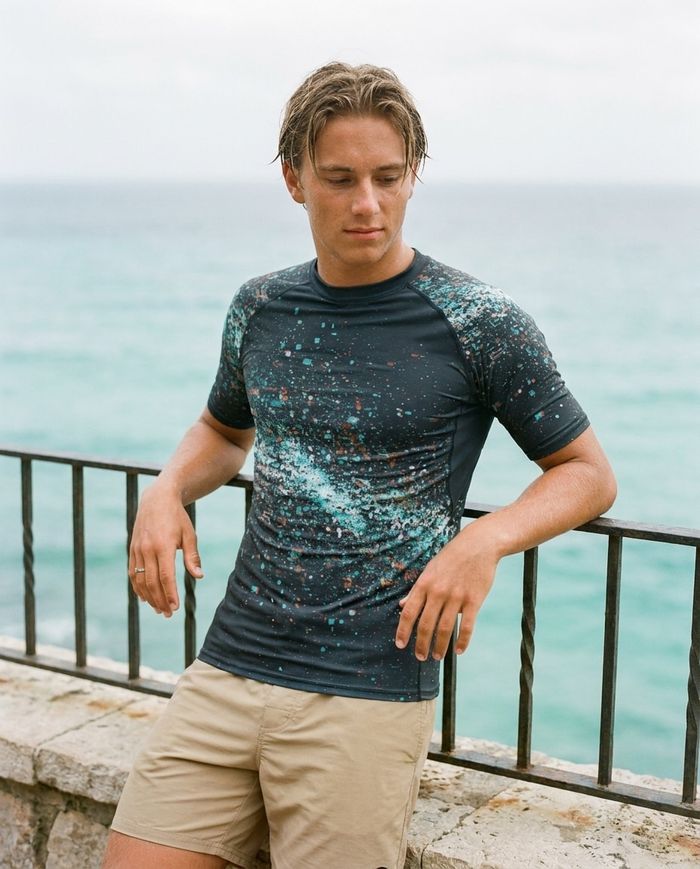 Rashguard — Men's Blue Aura Pixelate
