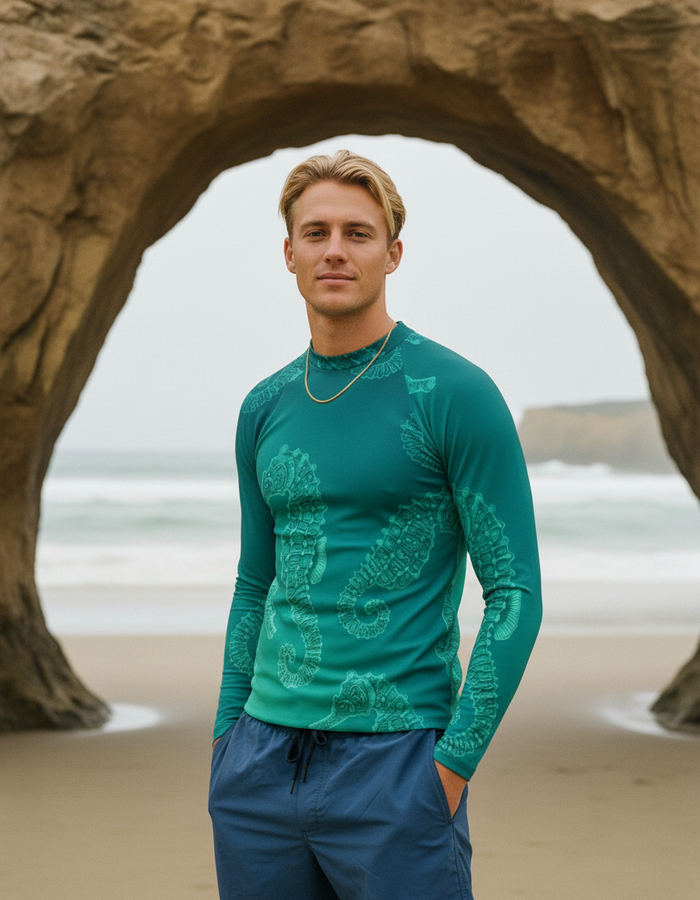 Rashguard — Men's Neon Aqua Abyss