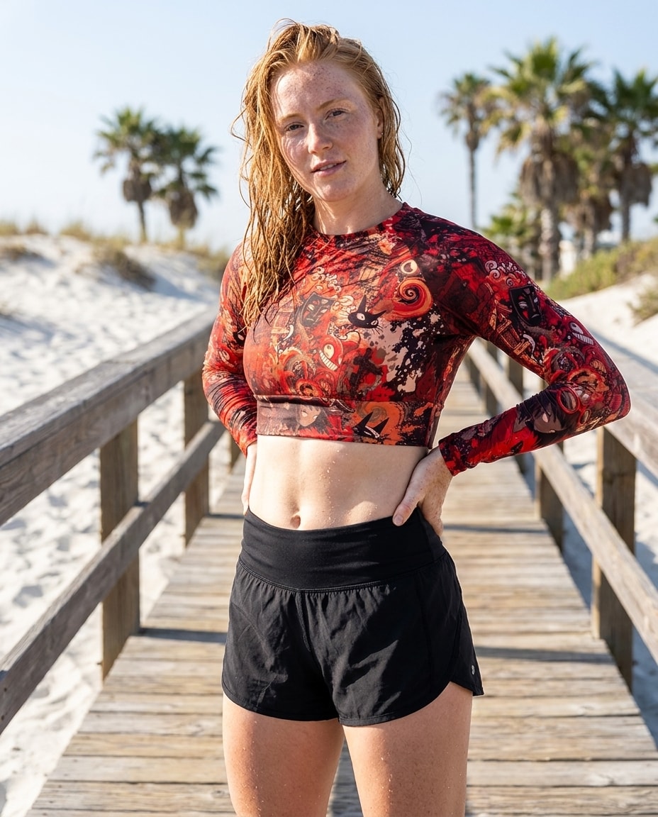 Crop Top in Fiery Red Bakeneko