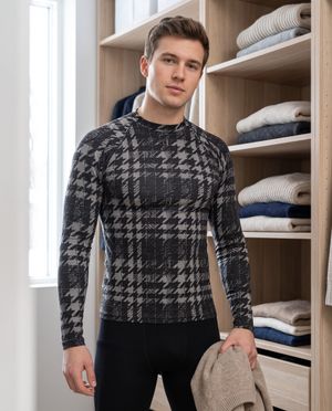 Graphite Houndstooth Base Layer Top men's base layers