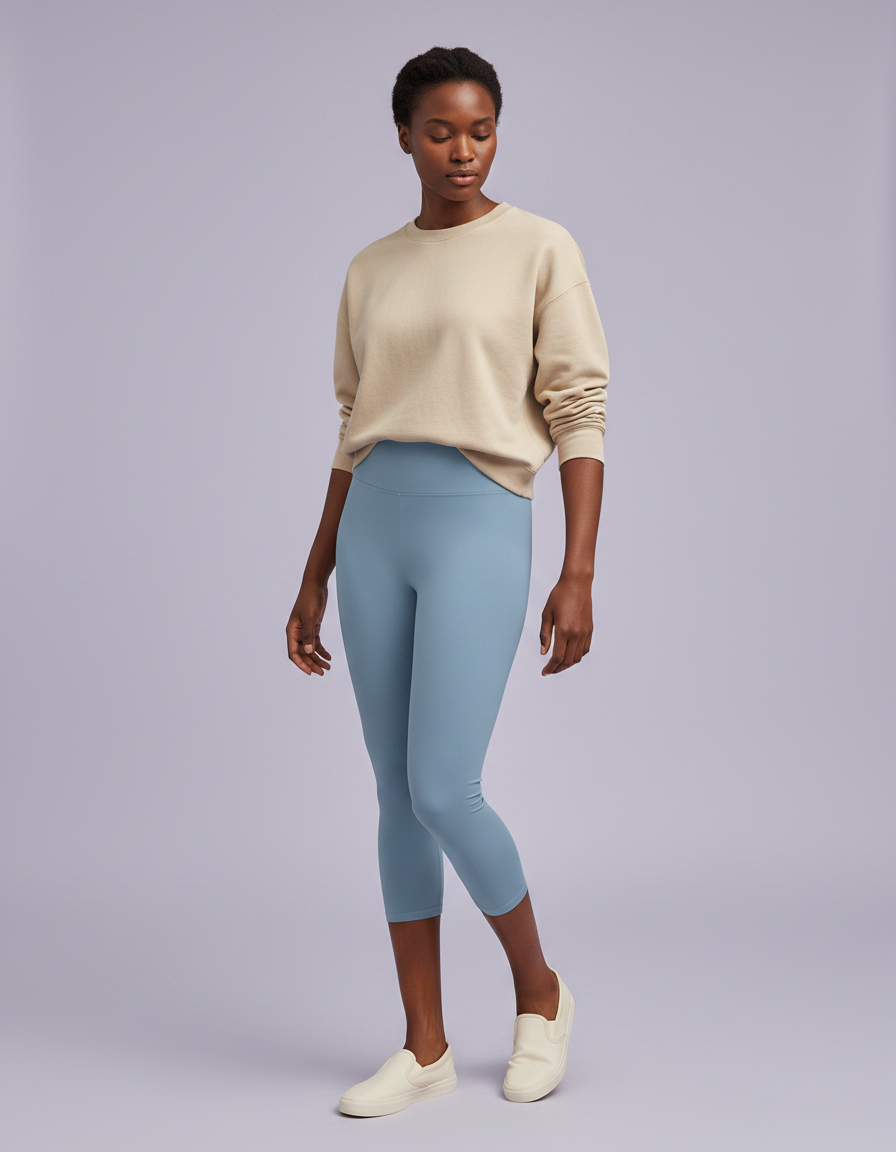 Capri-Yoga Leggings in Dusty Blue