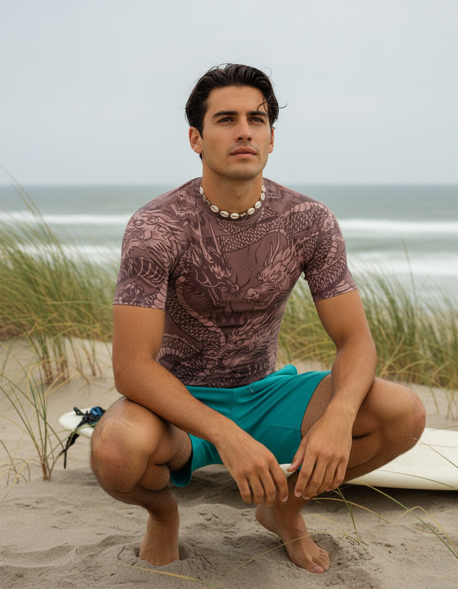 Wine Ember Rash Guard Men's Rashguard — Lolekai