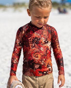 Boys Burnt Sienna Bakeneko boys rashguards