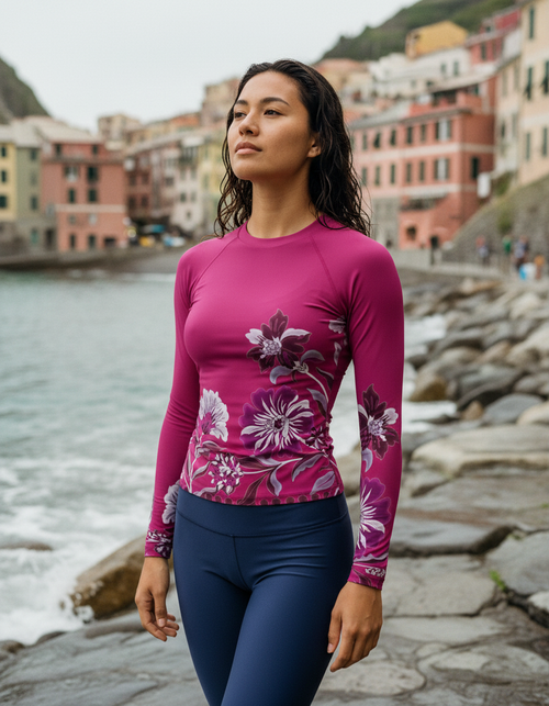 Electric Fuchsia Eclipse Rash Guard Women's Rashguard — Lolekai