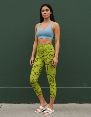 Lime Zephyr Leggings Capri Yoga Leggings — Dripper