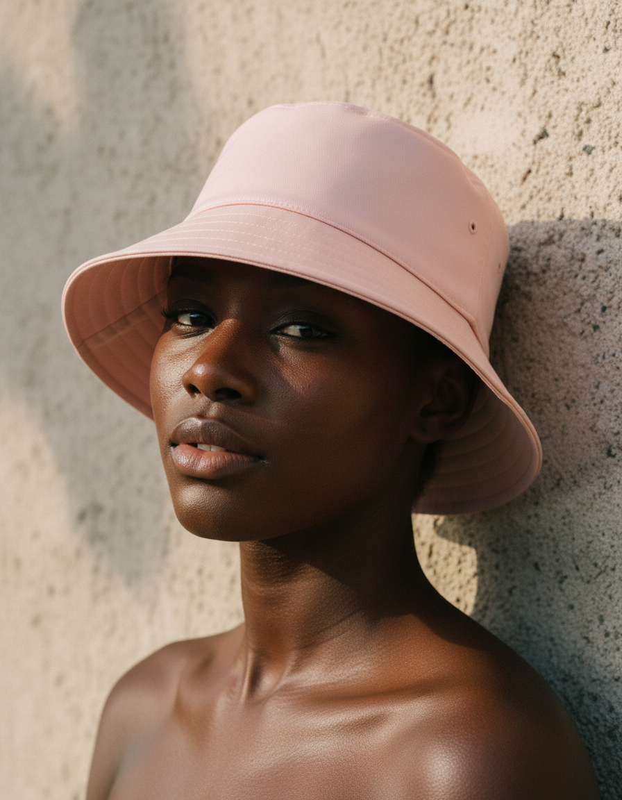 Bucket hat in Shell Pink