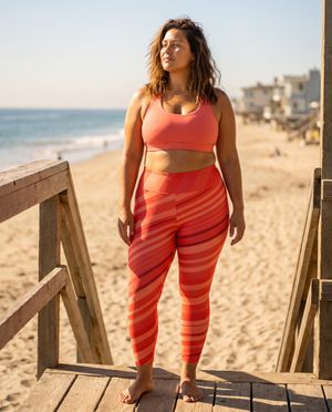 Neon Coral Sway plus size leggings