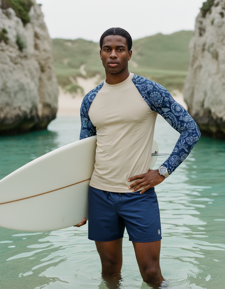 Men's Black and White Patterns Rash Guard