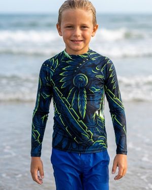 Boys Aztec Warrior (White) boys rashguards