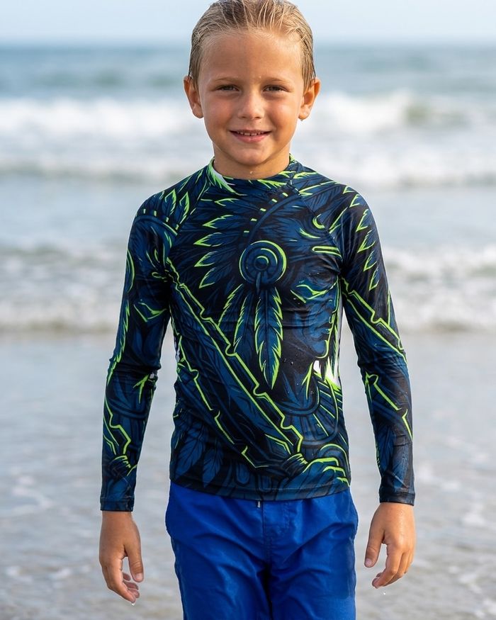 Rashguard — Boys Aztec Warrior (White)