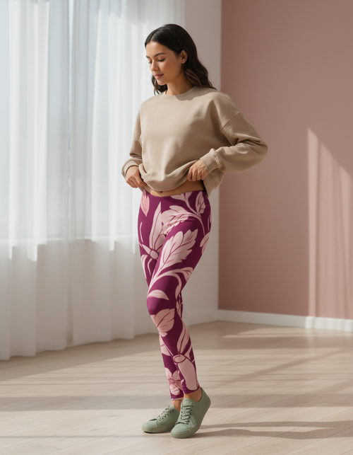 Tea Rose Lush Leggings Women's Leggings — Dripper