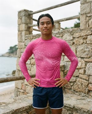 Men's Magenta Pixelate men's short-sleeve rashguards