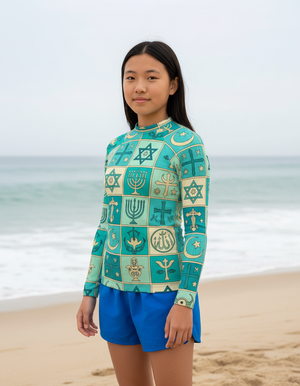 Turquoise Unity Youth Rash Guard Youth Rash Guard — Dripper