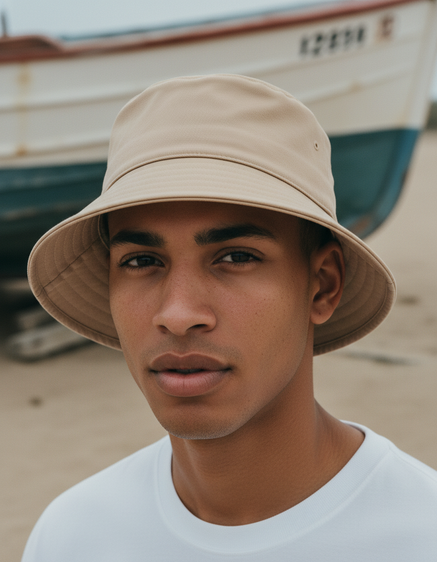 Bucket hat in Biscuit