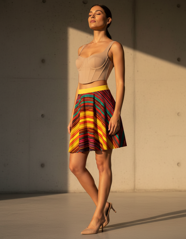 Vibrant Rhythm Pulse Skater Skirt