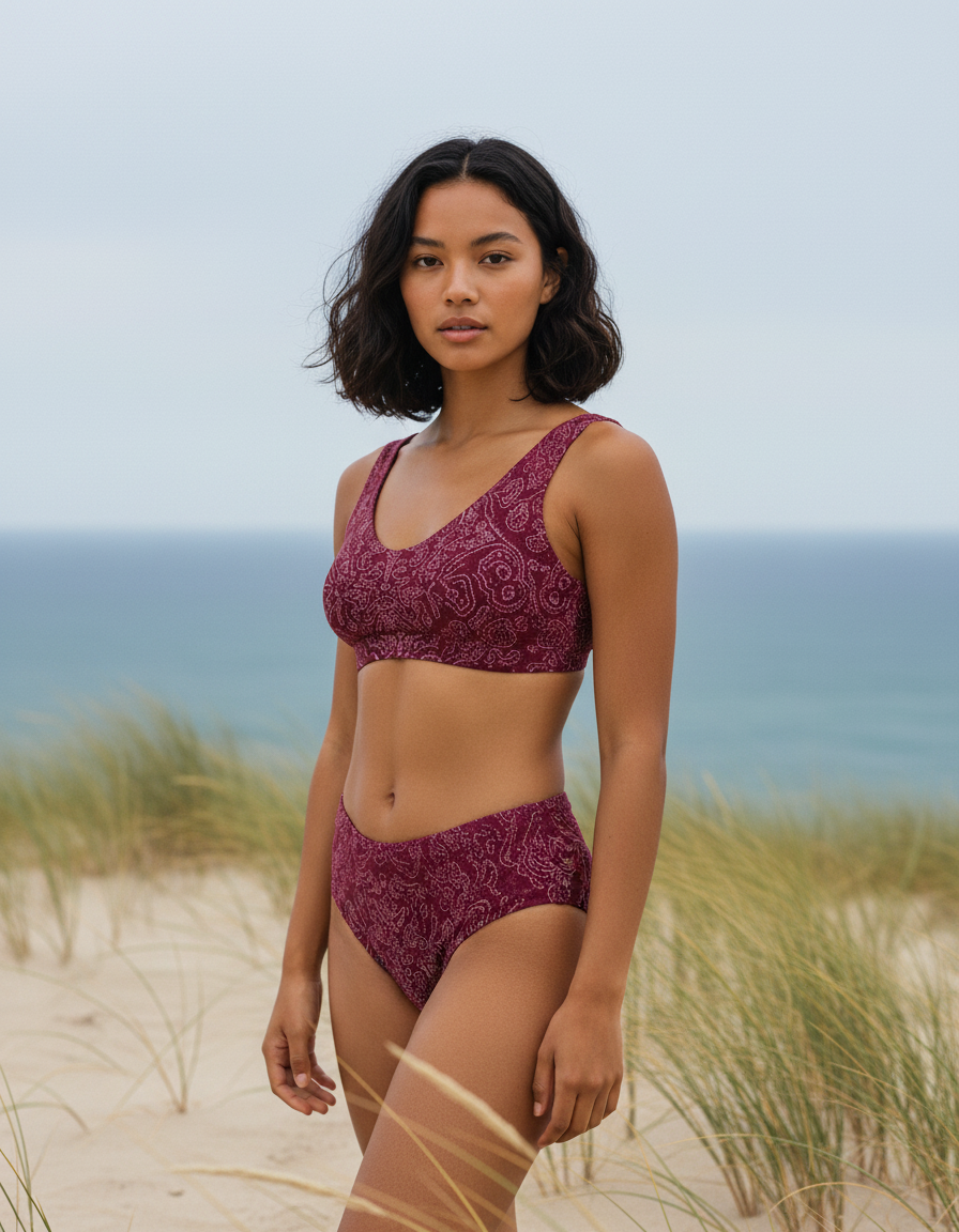 Lava Falls Sari High-Waisted Bikini Top
