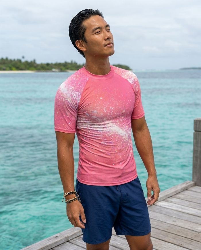 Rashguard — Men's Coral to Hot Pink Pixelate