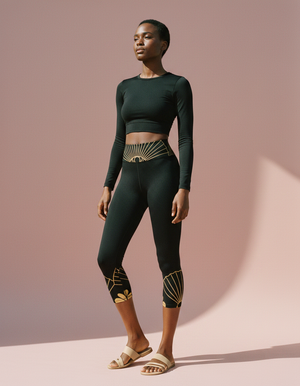Gilded Deco capri yoga leggings