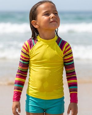 Kids Neon Green Eclipse Rash Guard Kids Rash Guard — Lolekai