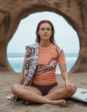 Women's Coral Sunset Pod women's short-sleeve rashguards