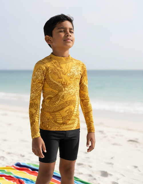 Boys Lemon Yellow Ember Rash Guard Kids Rash Guard — Lolekai