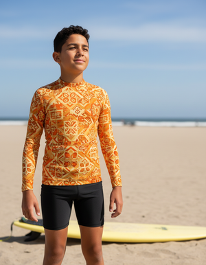 Youth Citrus Orange Helix youth rashguards
