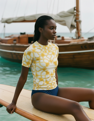 Women's Lemon Yellow Albaicín women's short-sleeve rashguards