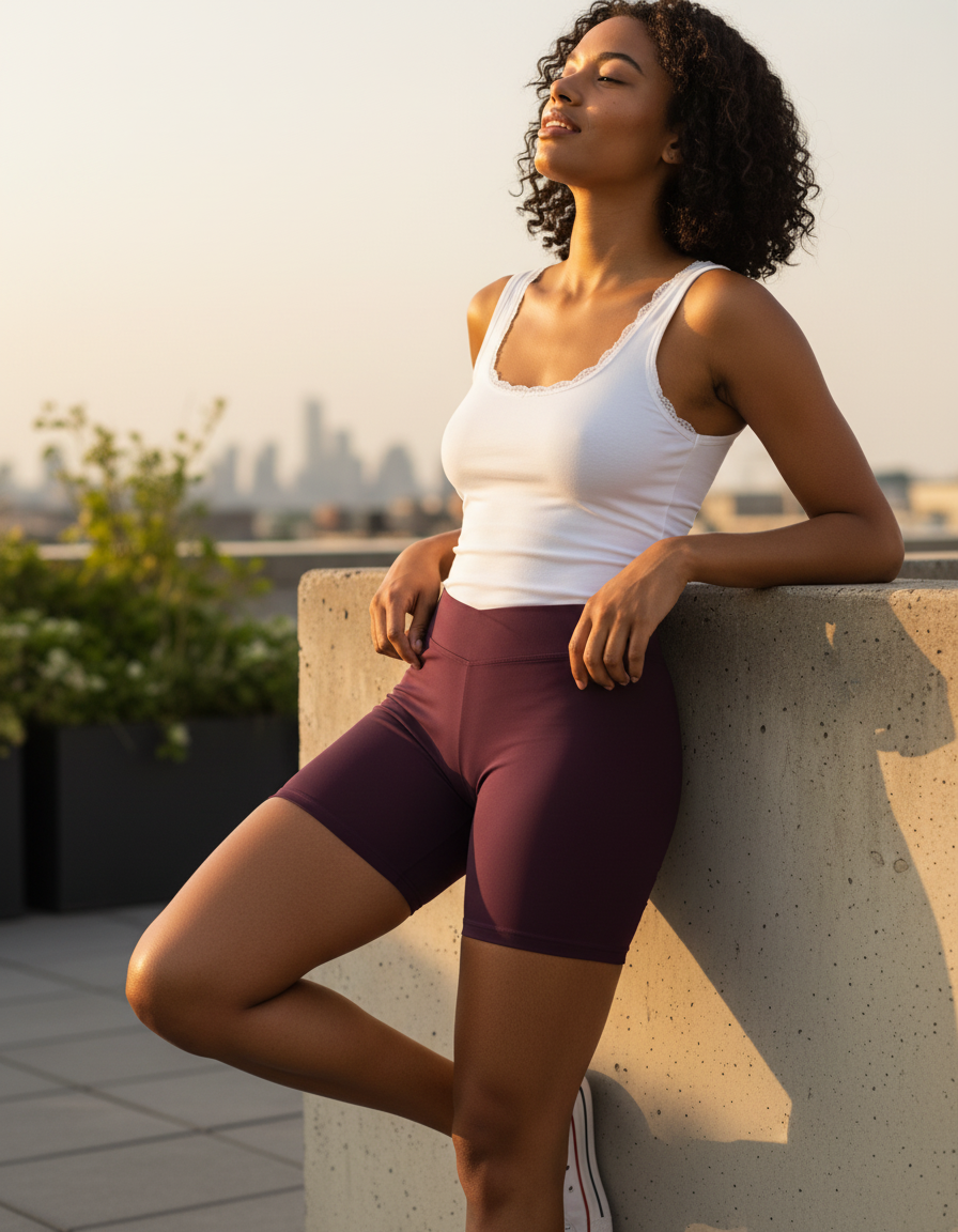 Short Shorts in Aubergine