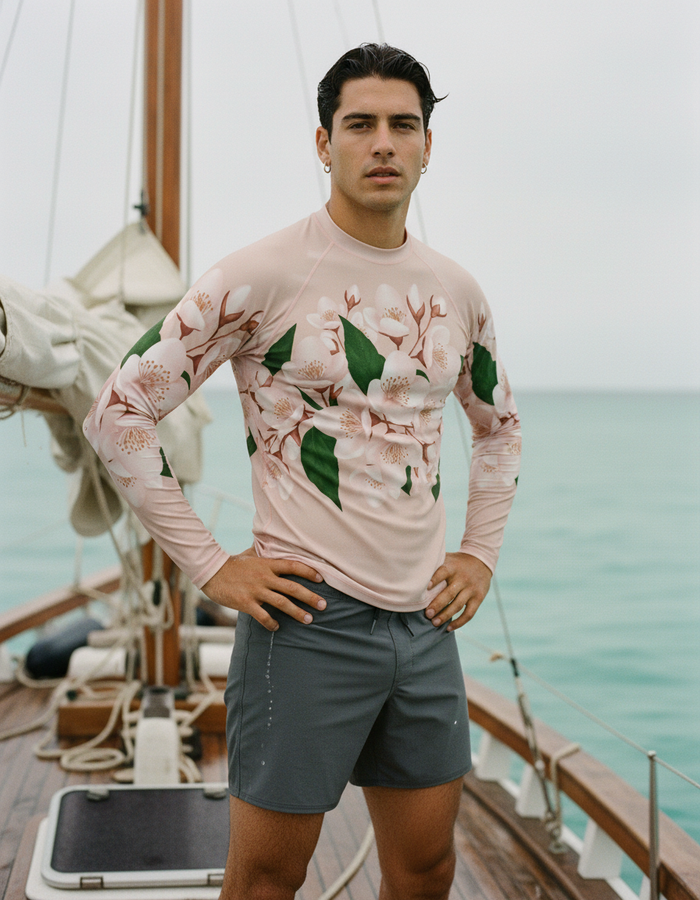 Rashguard — Men's Tea Rose Serenade