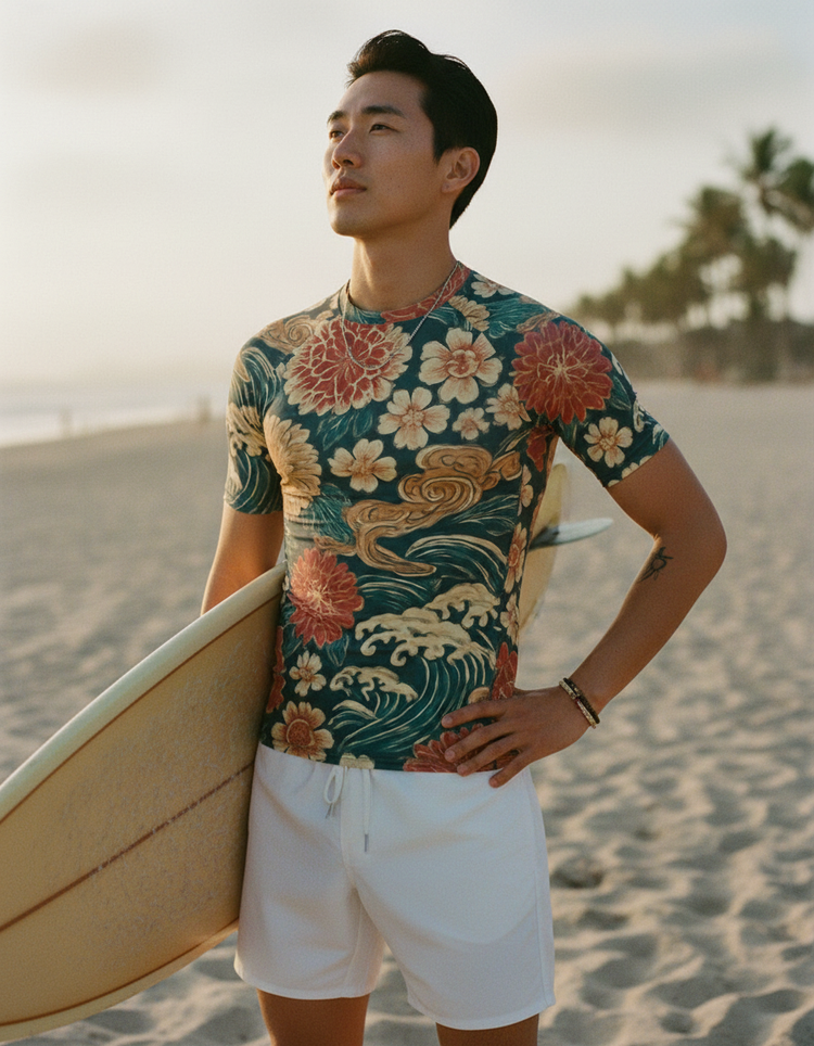 Men's Japanese Ukiyo-e Rash Guard