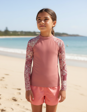 Tea Rose Riad Rash Guard Kids Rash Guard — Dripper