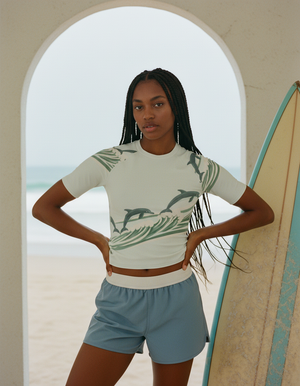 Women's Seafoam White Pod women's short-sleeve rashguards